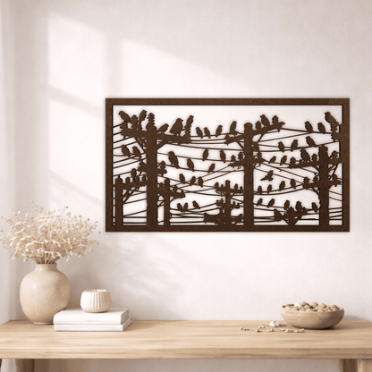Birds on power lines SVG DXF