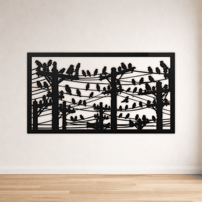 Birds on power lines SVG laser cut files