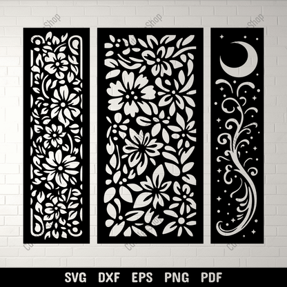 Floral bookmark SVG cut file design