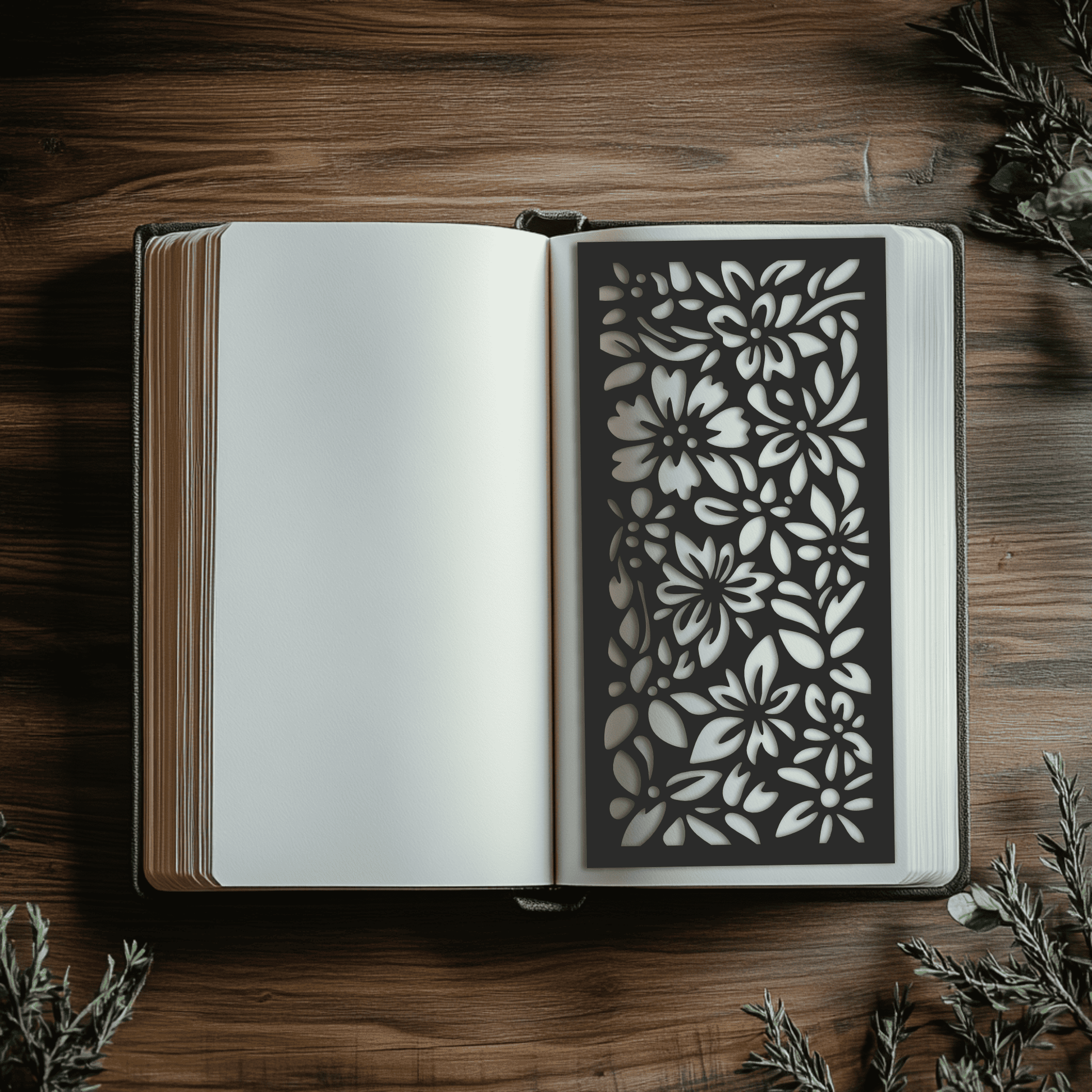 Floral bookmark SVG for laser cutting