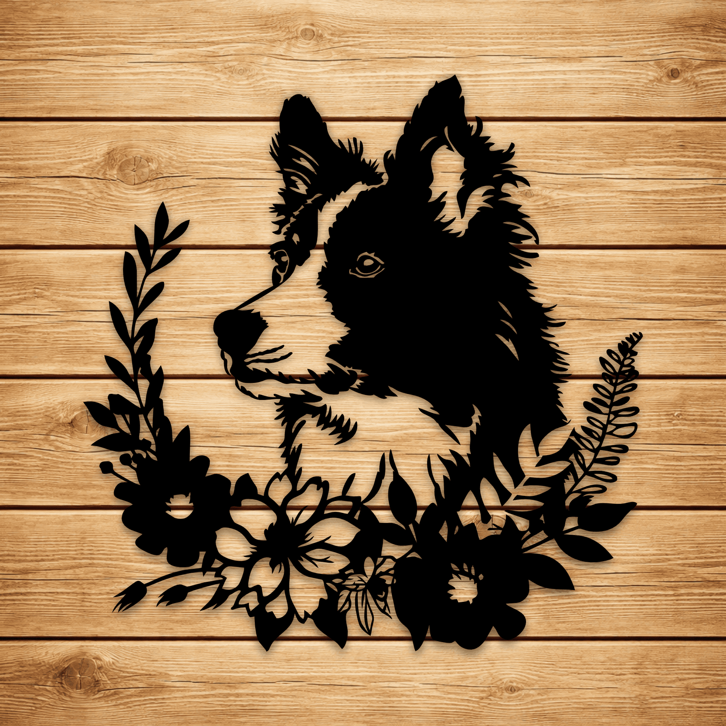 Floral dog DXF file for CNC laser cutting