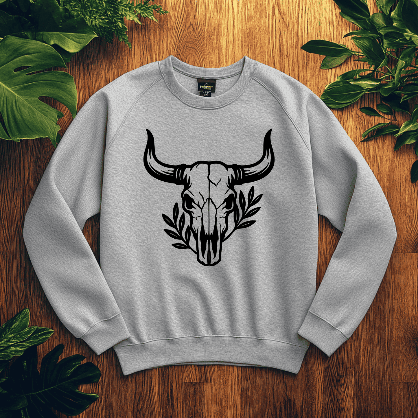 Rustic cow skull vector design for CNC cutting