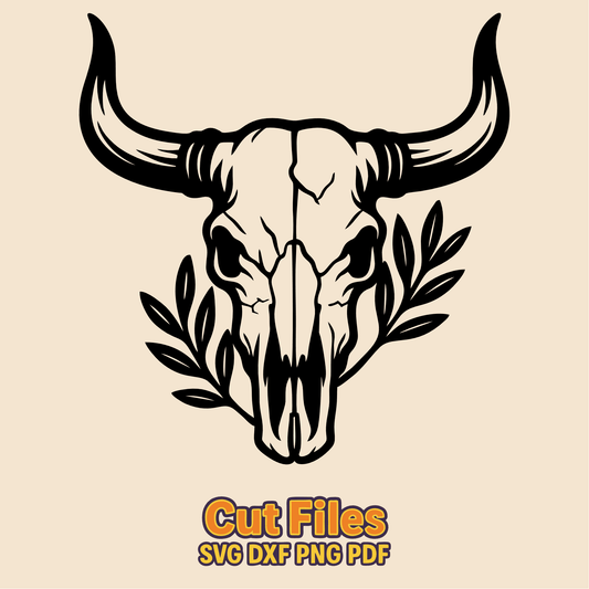 Bull skull silhouette for laser engraving