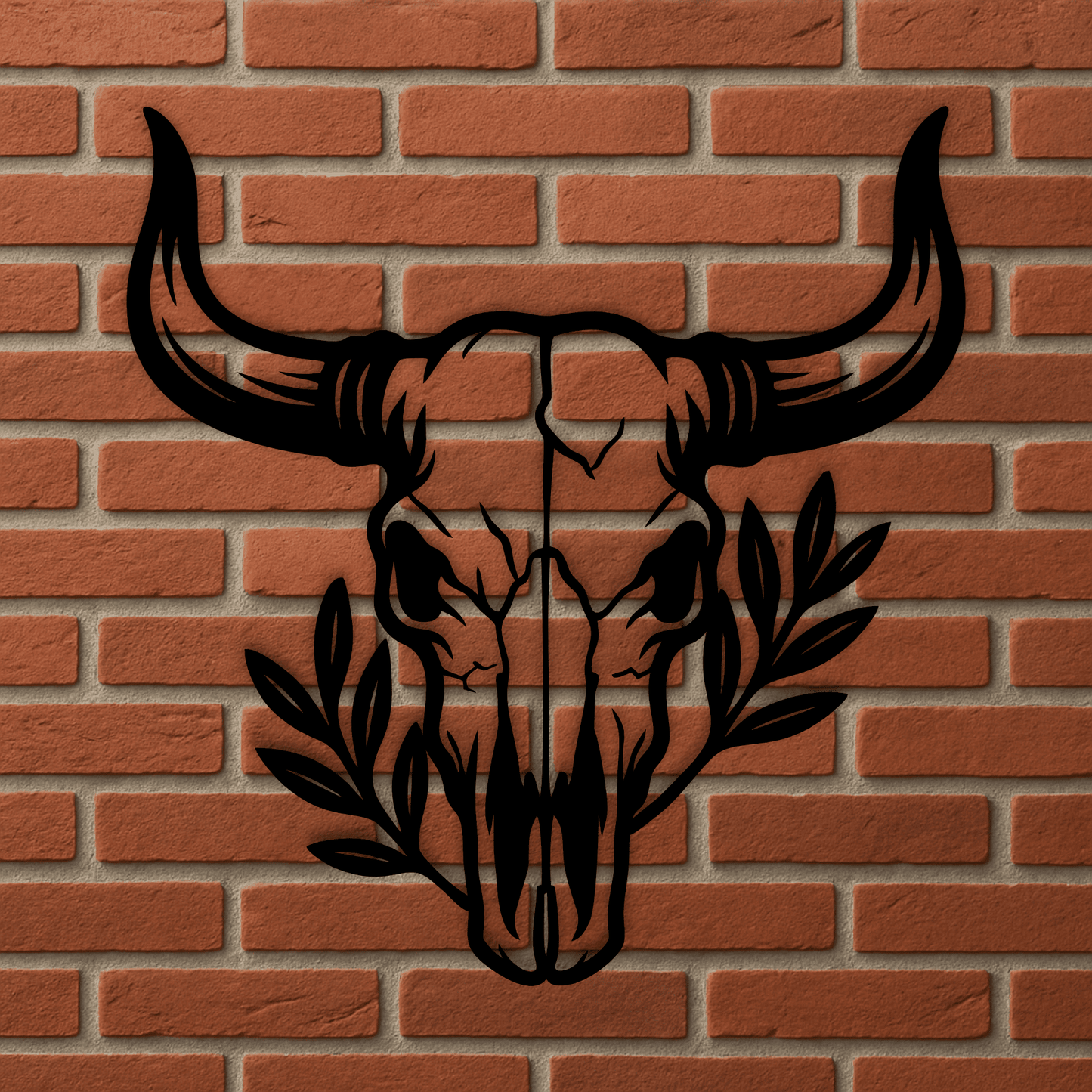 Western cow skull black and white illustration