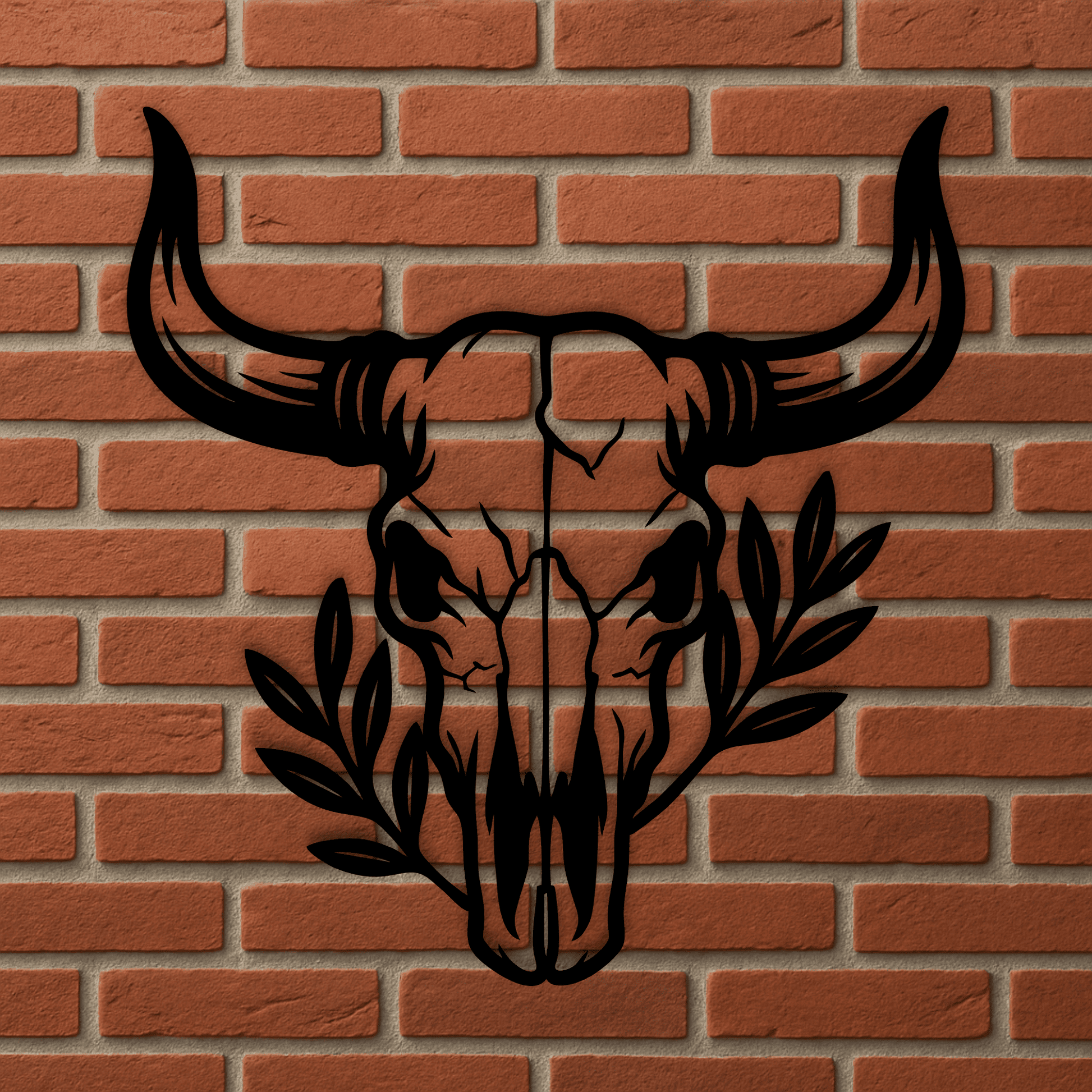 Western cow skull black and white illustration