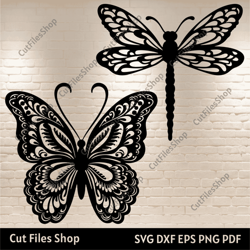 Butterfly Svg, Dragonfly Svg, Cricut imges svg, Dxf Pattern butterfly for Laser cut, Scanncut svg, stencil butterfly svg, butterfly cricut, wall decor diy svg