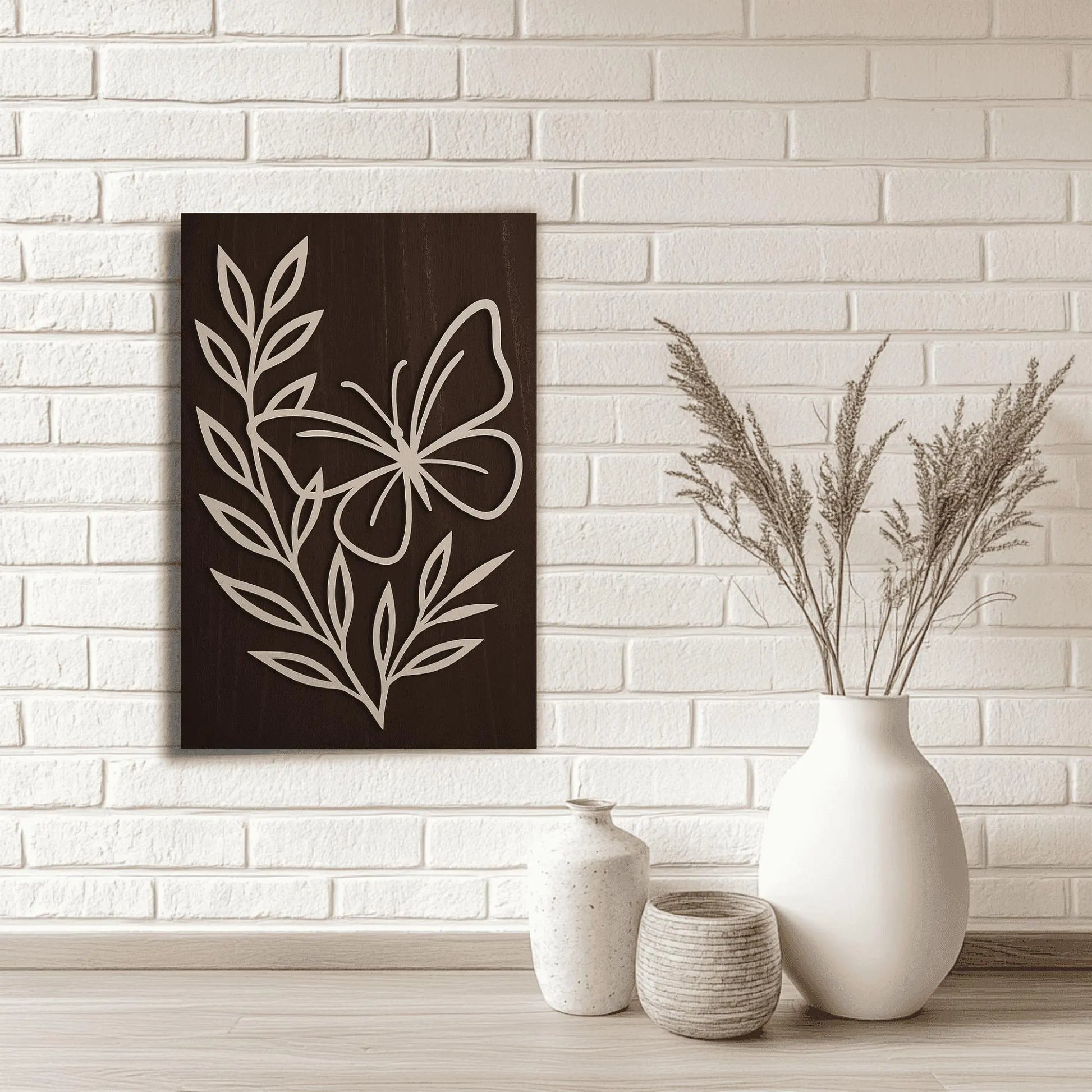 Laser cut butterfly and leafy branch wall décor