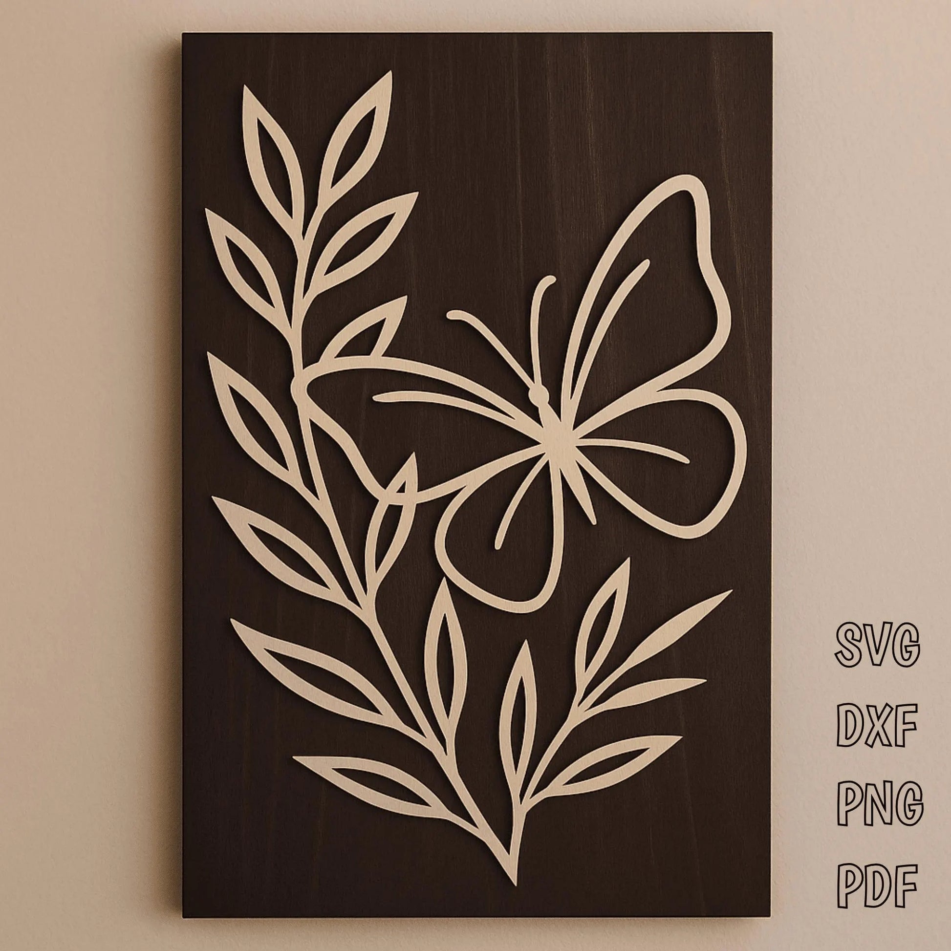 Butterfly floral wall art SVG and DXF laser cut design