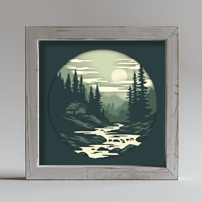 Layered Cabin Scene SVG for Cricut & Silhouette, Multilayer Design, Paper Craft