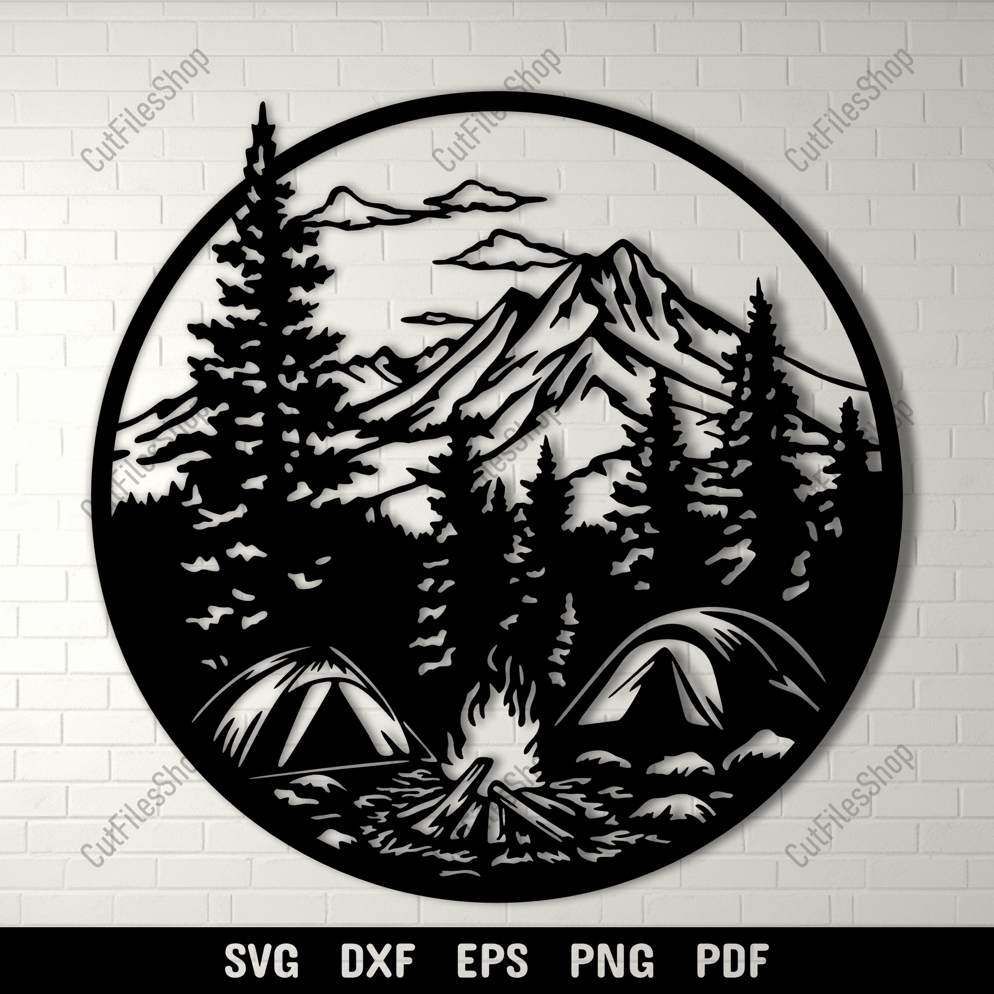 Camping scene SVG cut file design
