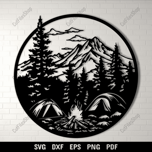 Camping scene SVG cut file design