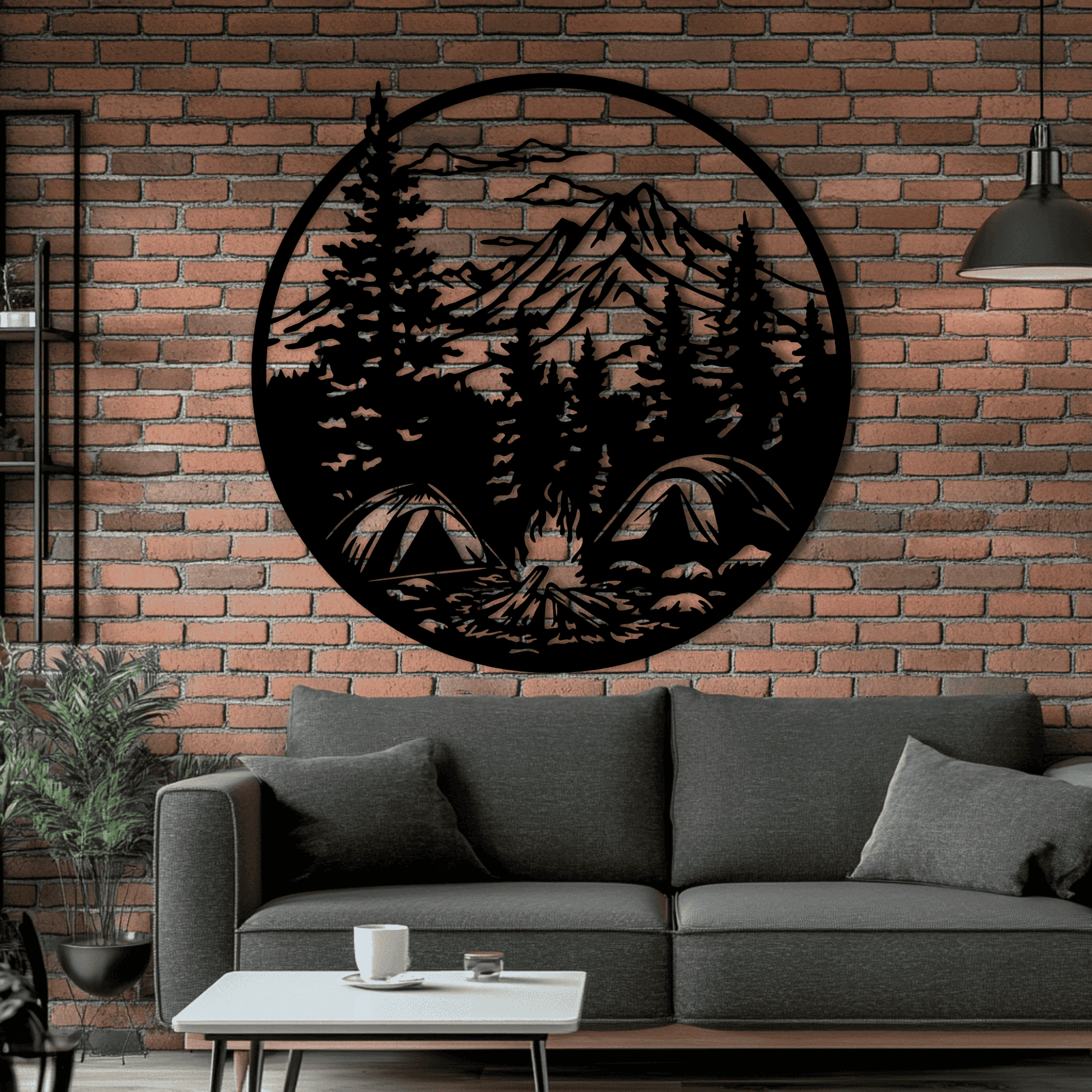 Mountain camping laser cut vector artwork