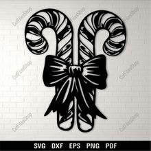 Load image into Gallery viewer, Candy Cane SVG, Cutting Files for Cricut, Silhouette, DXF for CNC, DIY Christmas Decorations

