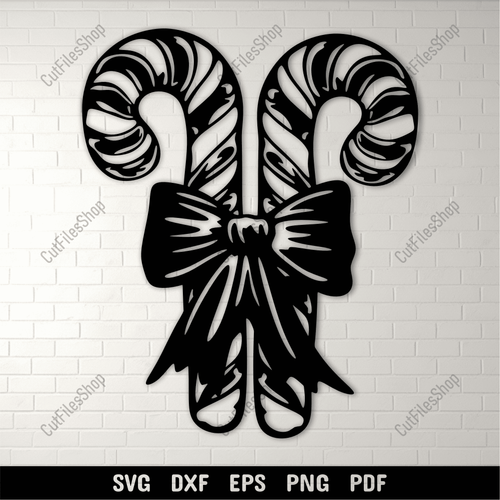 Candy Cane SVG, Cutting Files for Cricut, Silhouette, DXF for CNC, DIY Christmas Decorations