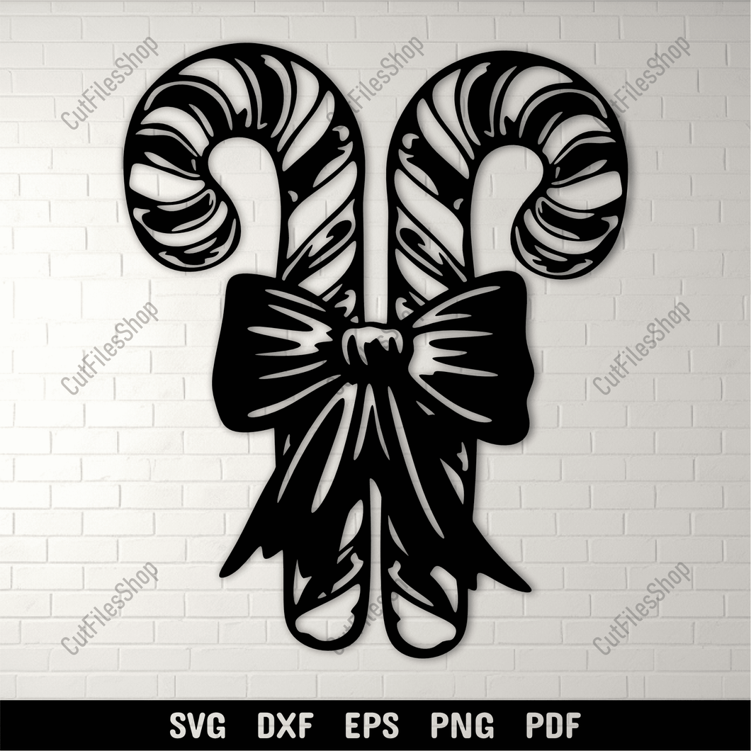 Candy Cane SVG, Cutting Files for Cricut, Silhouette, DXF for CNC, DIY Christmas Decorations