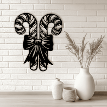 Load image into Gallery viewer, Candy Cane Design SVG, CNC DXF Files, Cut Files for Cricut, Silhouette Holiday Crafts, Christmas bow

