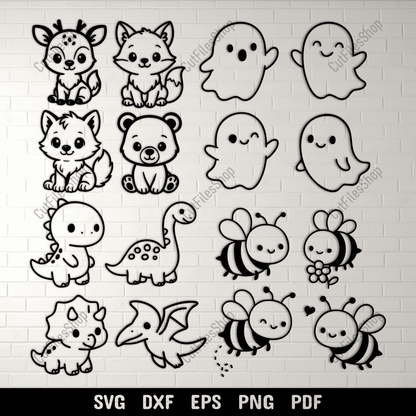 Cute Animals SVG DXF EPS PNG for laser cutting