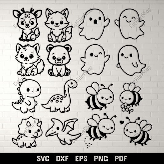 Cute Animals SVG DXF EPS PNG for laser cutting