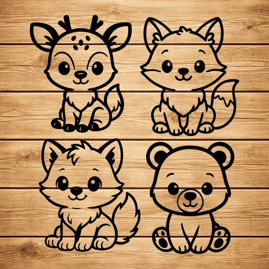 Kawaii baby animals SVG DXF for Cricut and xTool