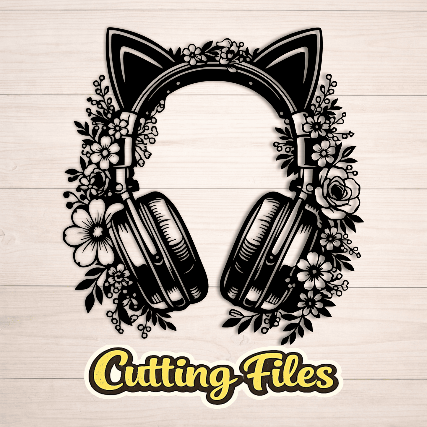 cat headphones t shirt design