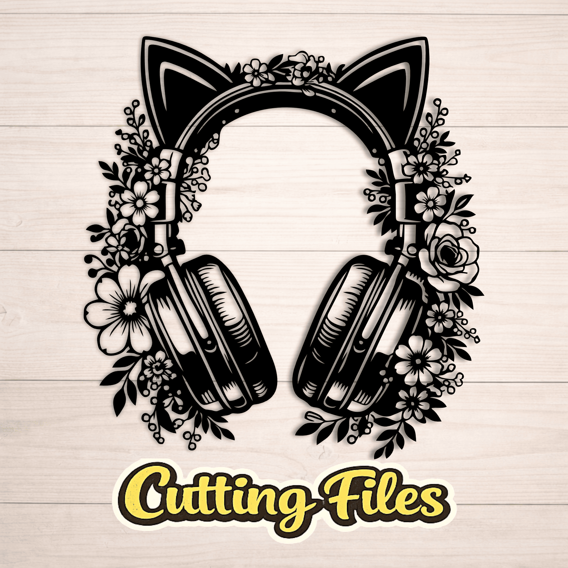 cat headphones t shirt design