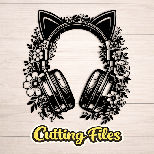 cat headphones t shirt design