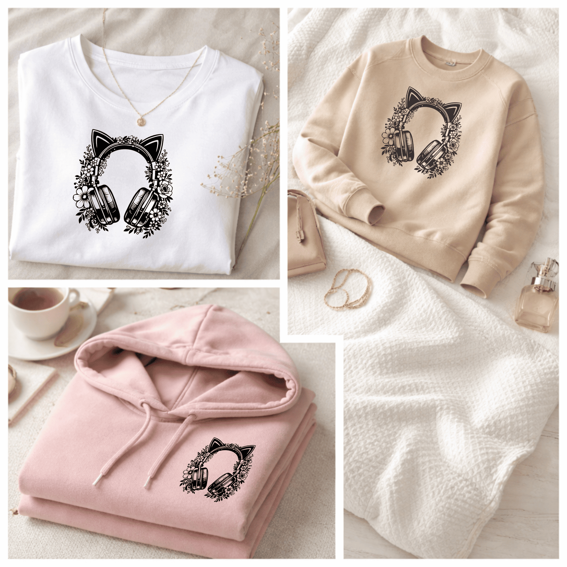 cat headphones sticker design