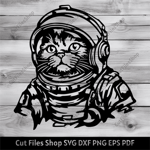 Astronaut Cat Svg for Cricut, Cat Dxf for Laser cut, Png for Sublimation, Silhouette Cat, Dxf for Plasma, vinyl cut files, Cat in space svg, cat for t-shirt design, cricut svg cut files, svg for plotter, papercutting files, avg art, free dxf files, dxf for cnc