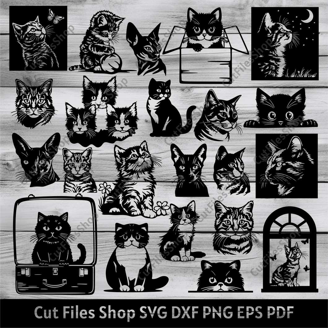 Cats Svg Bundle, Cats cut files for Cricut, Cats Dxf for Laser cut, Peeking cat svg, cute cat svg, Cats sublimation, Silhouette cats, Free svg files, cut files, kitten svg, Cat in Box svg, cat in suitcase svg, folder ears cat svg, Tonkinese Cat svg, kitten svg, Shorthair cat svg, Sphynx cat svg, burmese cat svg, cat in window svg, face cat cut files, cat with flowers svg