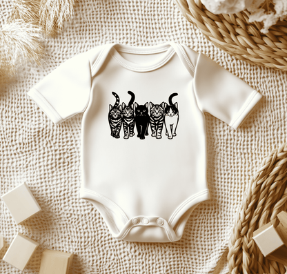 Modern cat group silhouette SVG DXF PNG