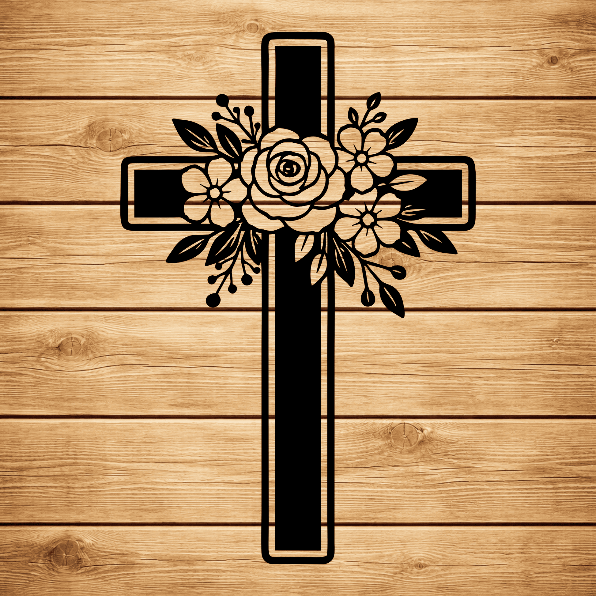 Floral cross religious design SVG DXF for xTool, Silhouette and laser projects
