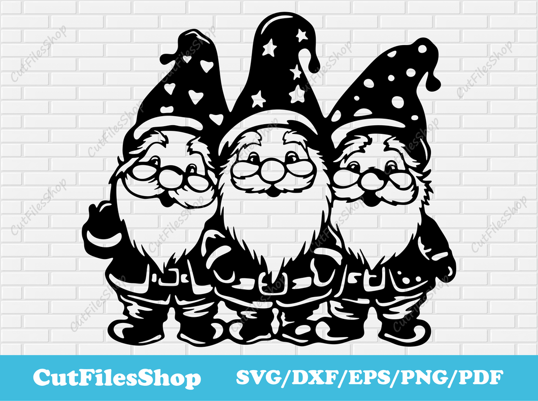 Christmas gnomes Svg for Cricut, Christmas Cut files, Clip Art for T-shirt, Christmas Gnomes Dxf for Laser cut, Christmas gnomes silhouette, cute christmas gnomes svg, cnc christmas design, svg for figma, vector for illustrator, free svg for christmas, christmas art svg, scrapbooking png svg files