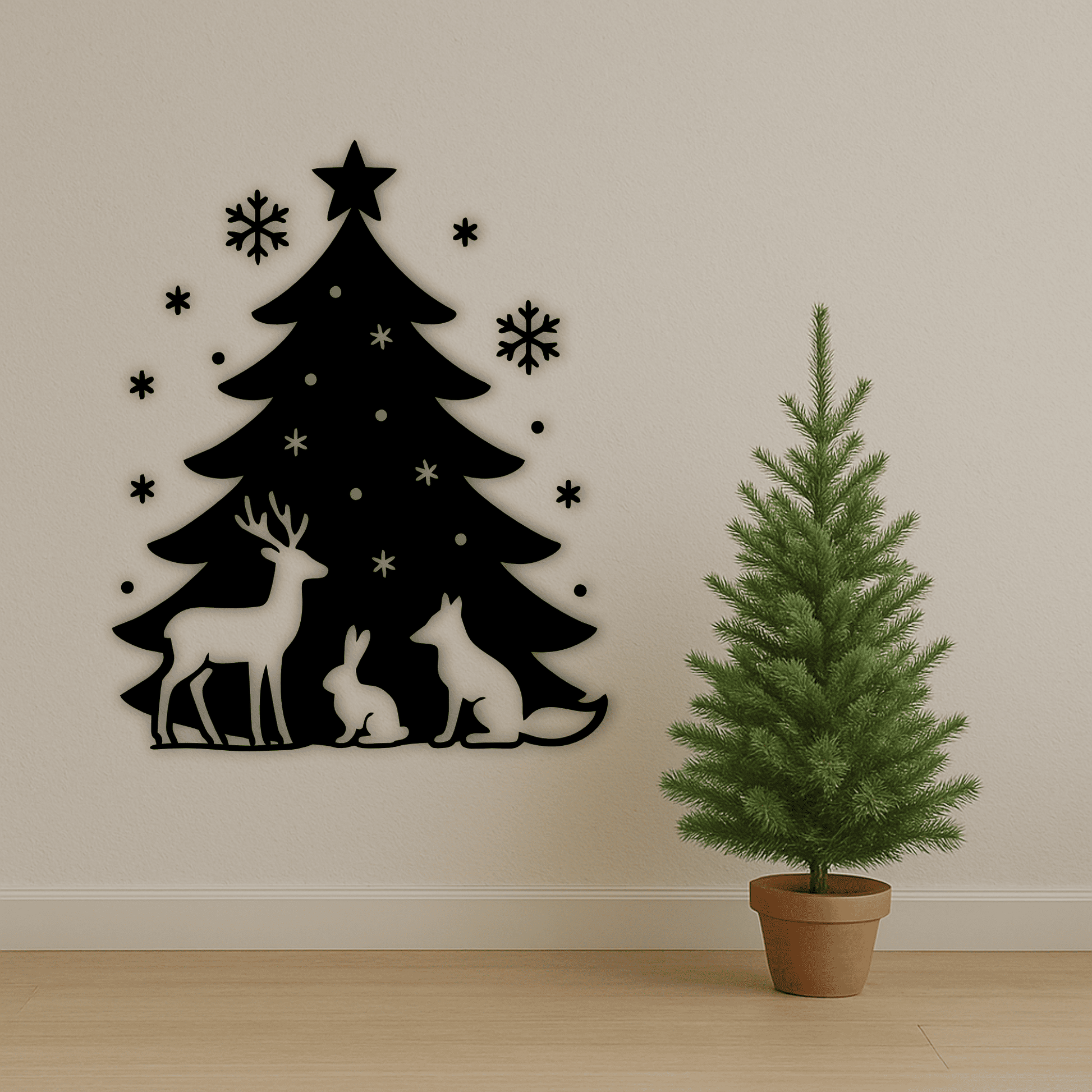 Christmas Animals and Tree Svg Dxf for Laser cut