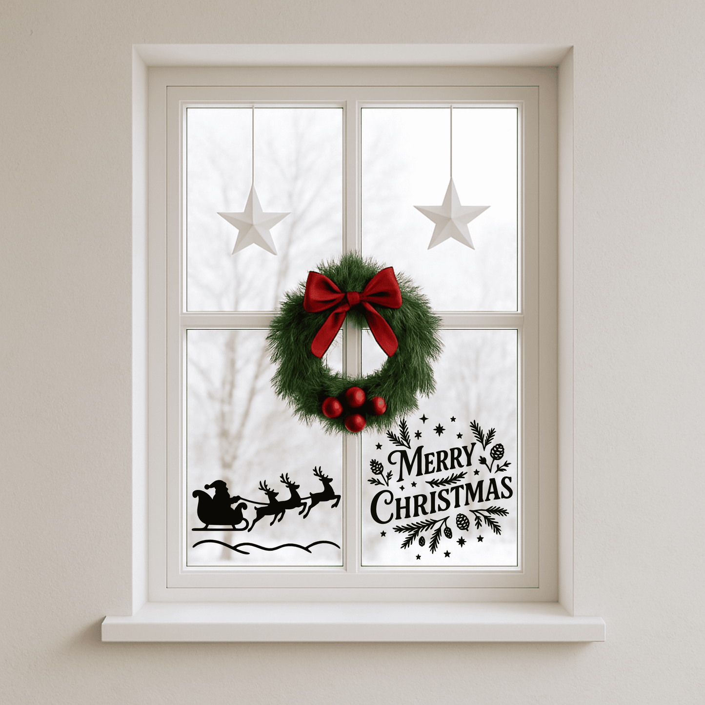 Santa sleigh and Merry Christmas vector files for laser cutting