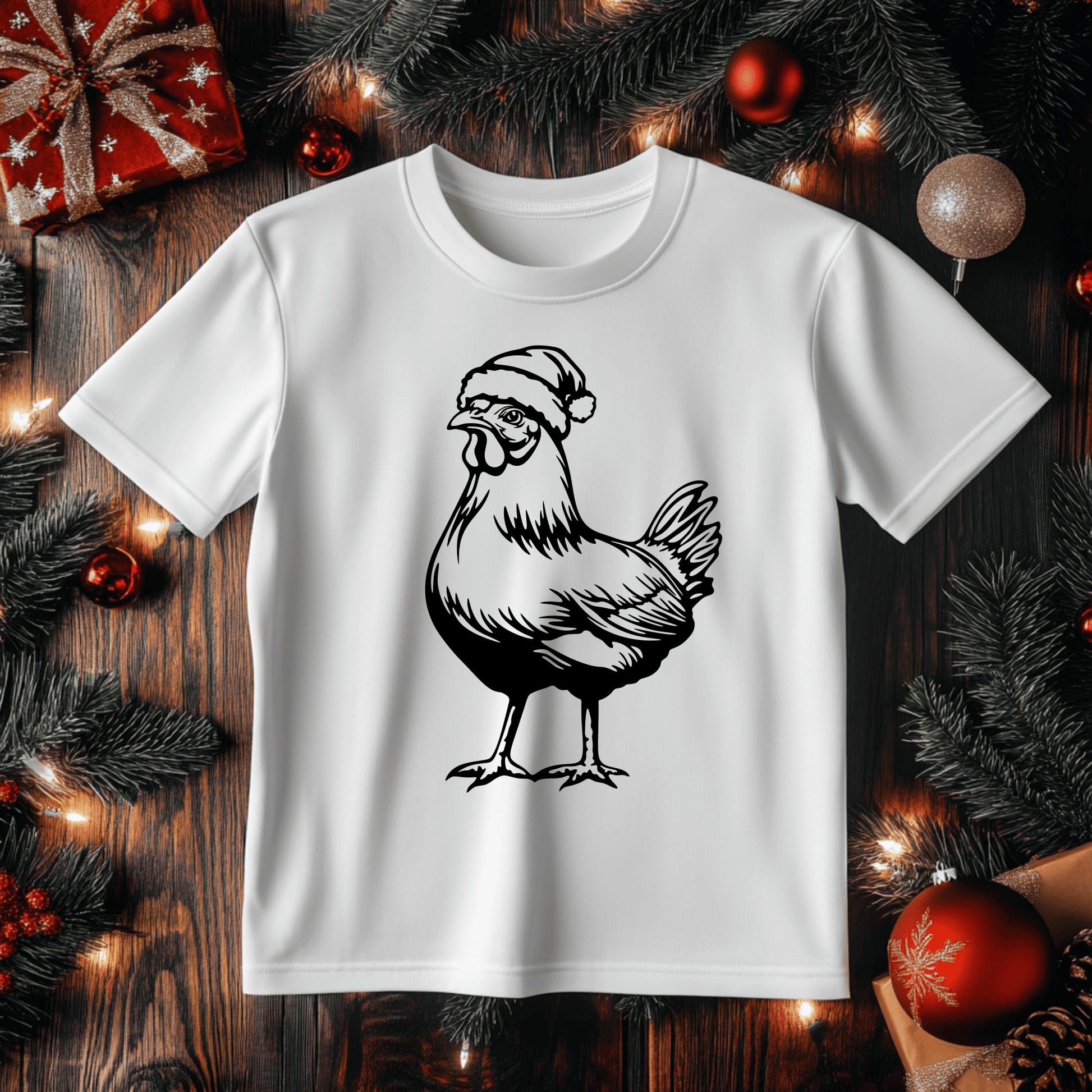 Christmas Chickens Cutting Files, SVG for Cricut & Silhouette, DXF for Laser Engraving, Sublimation T-Shirt Design, Christmas GIFT