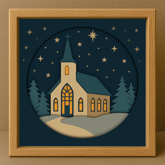 Christmas church 3D shadow box layered SVG DXF PDF EPS template