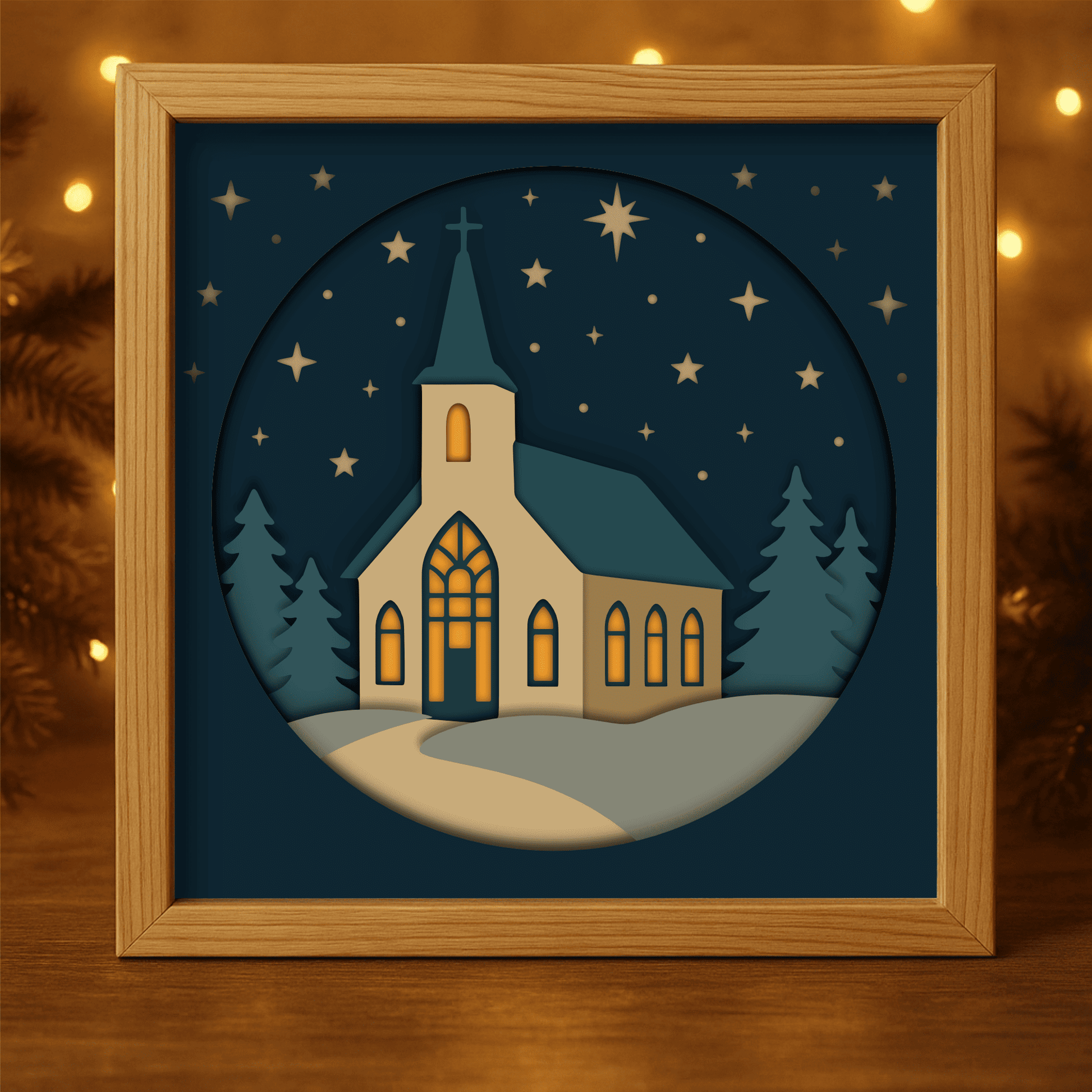 Layered Christmas shadow box design for Cricut and Glowforge