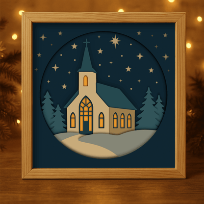 Layered Christmas shadow box design for Cricut and Glowforge