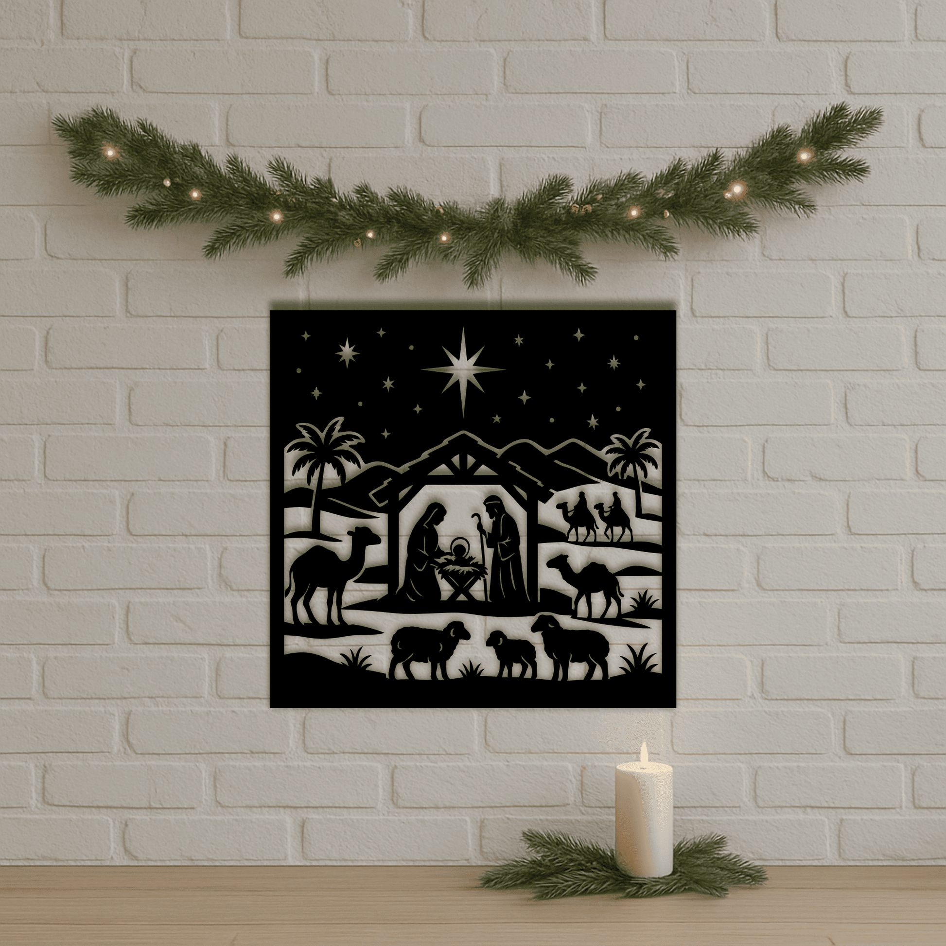 Holy night nativity DXF design for rustic Christmas décor