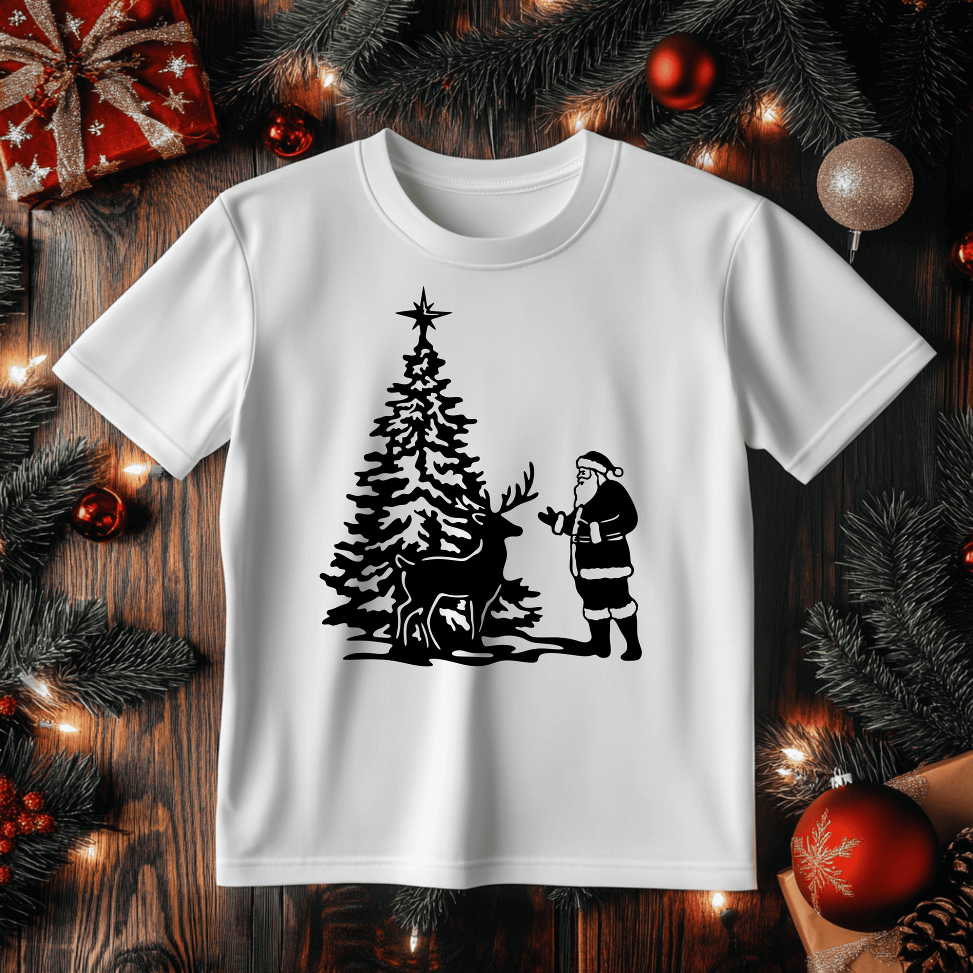 Santa and Reindeer SVG, Christmas Tree Cut Files for Cricut & Silhouette, DXF for CNC, DIY Christmas Decoration, Christmas Gift DIY