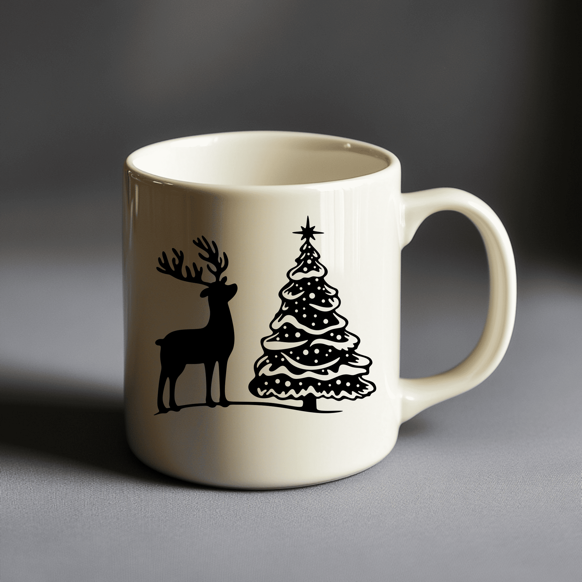Santa and Reindeer Cut Files, SVG for Cricut & Silhouette, Christmas Tree DXF for CNC, DIY Christmas Decor, Christmas Mug Design