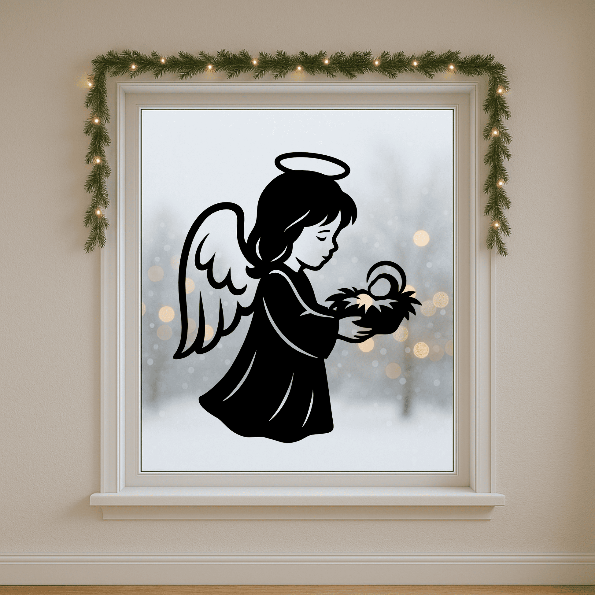 Angel holding baby silhouette for Cricut and Glowforge