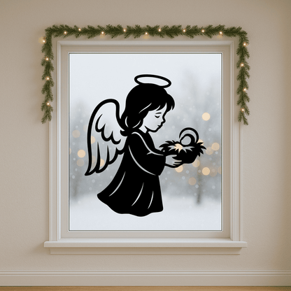 Angel holding baby silhouette for Cricut and Glowforge