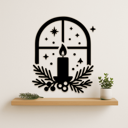 Candle in window design for Christmas crafts