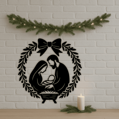 Nativity wreath SVG DXF PNG PDF EPS for holiday décor