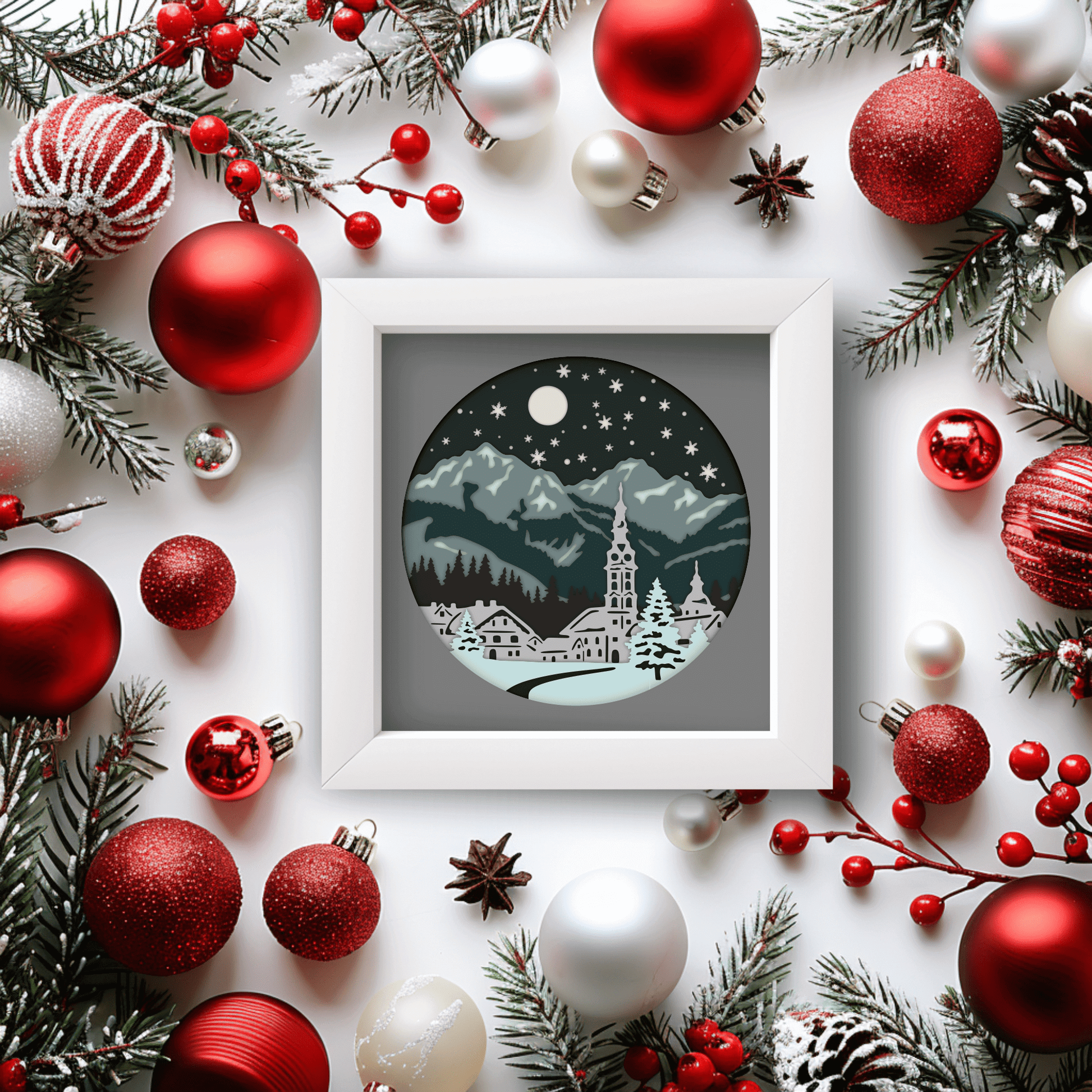 3d christmas decor DIY, Shadow Box Template Download, 3d Layered Christmas, New Year Decor DIY, Cutting files In Cut Files Shop