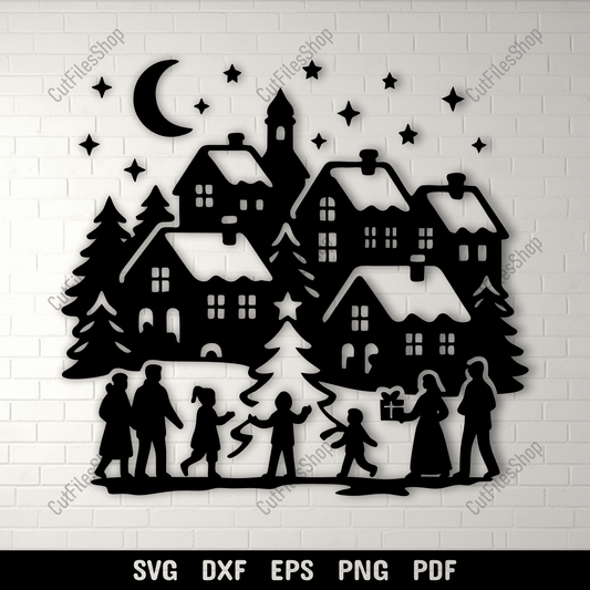Christmas village SVG cutting file for Cricut and Silhouette