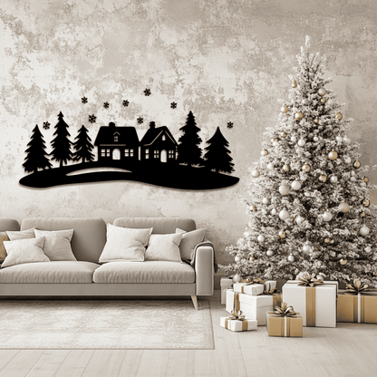 Christmas Village DXF for Laser Cutting, Sublimation Winter Scene