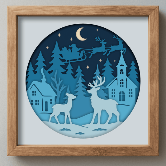 Christmas deer 3D shadow box SVG DXF PDF EPS layered template