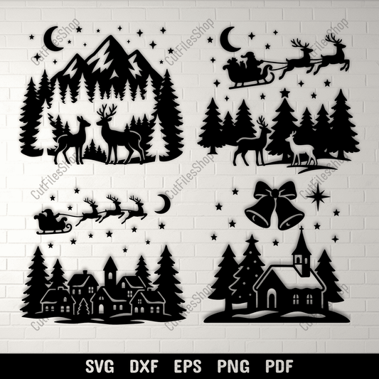 Christmas winter scene SVG bundle